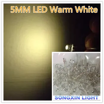1000pcs/Veliko Pregledno Krog 5 mm 5 mm, Topla Bela, Svetleče Diode LED 2800-3200K Super brigh WW 5MM LED