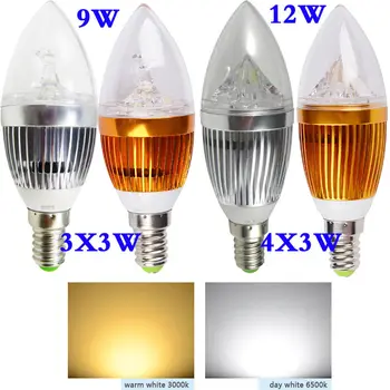 10PCS E14 9W 12W 15W LED Dimmble Sveče žarnice LampWhite/ toplo Bela/ cool bela lisa svetlobe 110v-240v