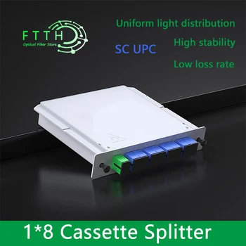 10pcs/Veliko SC UPC PLC 1X8 Splitter Vlakna, Optični Polje FTTH PLC Splitter Polje z 1X8 Dvodimenzionalni Valovni Tip Optični Delilnik