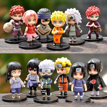 12PCS Naruto risanka model igrače, Anime znakov perifernih namizni igrače, okraski Zbirka lutke darila za prijatelje