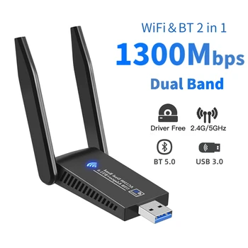 1300Mbps USB 3.0, WiFi Adapter Bluetooth 5.0 Ključ Dual Band 2,4 G/5Ghz WiFi 6 Brezžično Omrežje Wlan Sprejemnik Za RAČUNALNIK/Prenosnik Win11