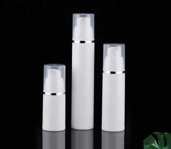 15ml belo plastično brezzračnim vakuumske črpalke steklenico srebrna platišča jasno pokrov losjon emulzija serum za oči bistvu temelj za nego kože pack
