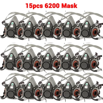 15pcs 6200 Plinsko Masko za Spray Barva za Dekoracijo Kemični Prah Maske za Telo Zaščito Toksične Pare Filtrom Respirator za enkratno uporabo Pol Masko