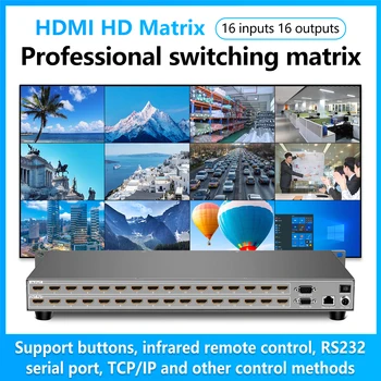 16x16HDMI Matrika preklopnik 1080P@120Hz, 16-16-Out HDMI Matrix Stikalo Podpira EDID Upravljanje—HDCP dekodiranje—WEBcontrl—RS232—IR