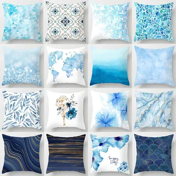 1Pc Doma Dekor Pillowcover Jezero Blue Marble Geometrijske Kavč, Blazine Kritje Dekorativne Prevleke Poliester Vrgel Blazino Primerih