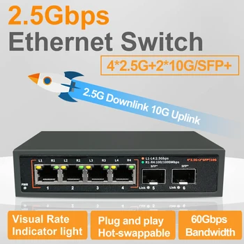 2.5 G Ethernet mrežno Stikalo Neurejeni LAN Hub 4*2.5 G+2*10 G SFP+ Uplink Vrata brez ventilatorja za NAS Wifi Usmerjevalnik Wireless AP VDI
