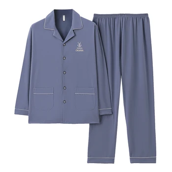 2023 Jeseni Dolg Rokav Bombaž Pajama Kompleti za Moške korejski Svoboden Visoke Kakovosti Sleepwear Pyjama Moški Homewear Domov Oblačila Obleke
