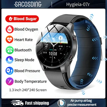 2023 Novo Sladkorja V Krvi Zaščiten Proti Ognju Trak Natančno Izmeri Srčni Utrip, Krvni Tlak Je Pametno Gledati Moške Bluetooth Klic SmartWatch