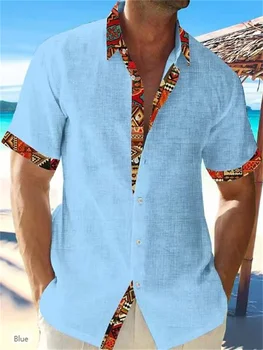 2023 Pomlad Poletje Moda za Moške Perilo Majica Kratek Rokav Hawaiian Priložnostne Cvetlični Obmorskih Plaži Vrh Gumb Majica
