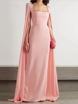 2023 Saten Kvadratnih Vratu Večerne Obleke Luksuzni Elegantno Arabskem Dubaj Enem Kosu Rokav Dolgo Maturantski Obleki Modne Ženske Stranka Obleke