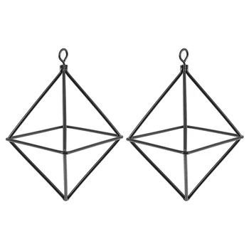 2X Stoječih Visi Sajenje Geometrijske Swing Kovanega Železa Tillandsia Zraka Rastline Imetnik Trikotno Oblikovan Rack