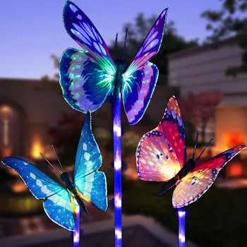 3 Nahrbtnik Butterfly Sončni Vrt Svetlobo na Prostem Sončne Delež Svetlobe, Multi-color Spreminjanje LED Vrt Svetlobe Za Teraso, Dvorišče Travnik Pot