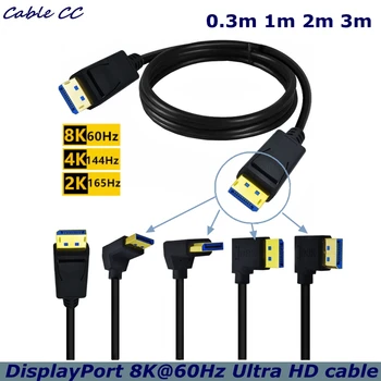 30 cm 1m 2m 3m Desno-Kota DisplayPort Kabel 1.4 Različica 8K@60Hz za TV, Monitor, Grafične Kartice, PC, Prenosni DP 3D Adapter