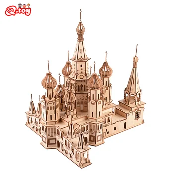 3D Lesene Puzzle St. Basil Cathedral Model Otroke, Izobraževalne DIY Handcraft Lasering Puzzle Igra Lesa, Igrače za Otroke