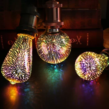 3D Pisane LED Žarnica E27 220V Letnik Edison Žarnica Star Ognjemet Božično Drevo Počitnice Noč Svetlobe Decora Razsvetljave v Zaprtih prostorih