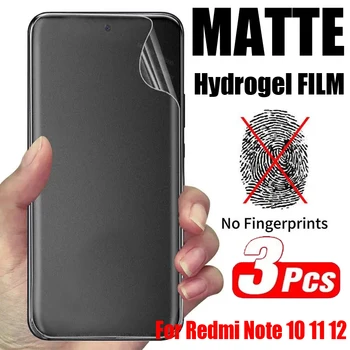 3PCS Mat Hydrogel Film za Xiaomi Redmi Opomba 10 11 12 12S 10S 11E 11SE 11T Pro Plus Spredaj Nazaj Screen Protector