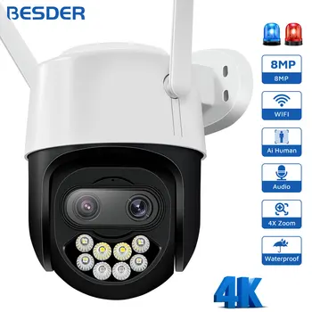 4K 8MP PTZ WiFi Kamera Človeško Zaznavanje 4MP Prostem Varnosti IP Kamera Samodejno Sledenje CCTV Video Wifi nadzorne Kamere BESDER