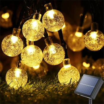 5/6.5/7M LED Sončne Kristalno Kroglo Vrt Niz Luči na Prostem Nepremočljiva Božič Pravljica Llights Venci za Stranke Počitnice Dekor