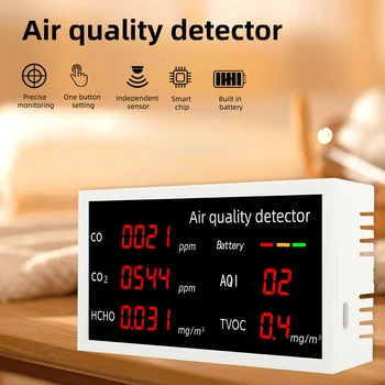 5 V 1 Večnamensko Kakovosti Zraka Detektor CO CO2 HCHO relativne vlažnosti Temperatura Formaldehida Monitor LCD Zaslon Domači Kakovosti Zraka Tester