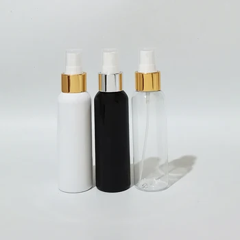 50pcs 100 ml Prazno Ličila Spray Črpalka Plastičnih Jasno Steklenico Z Zlato, Srebro Aluminija Ovratnik Parfum v Kozmetični PET Plastenka Posodo