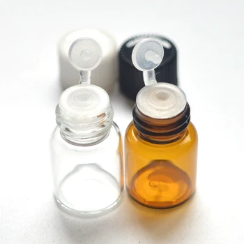 50pcs 2ml Amber Steklene Viale Mini Eterično Olje Kozarec z Odprtino Reduktorjem in Skp Majhne Parfum Vzorcev Steklenice