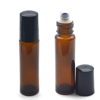 50pcs Vroče 10cc Valj Steklena embalaža Eteričnih Olje Prazno Amber 10 ml Roll-On Steklenico Parfuma Vzorec