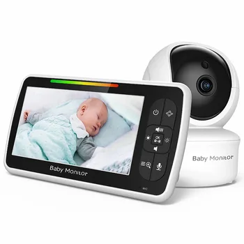 5inch Video Baby Monitor z Oddaljenim Pan-Tilt-Zoom, IR Kamere in Zvoka.Dvosmerni Pogovor