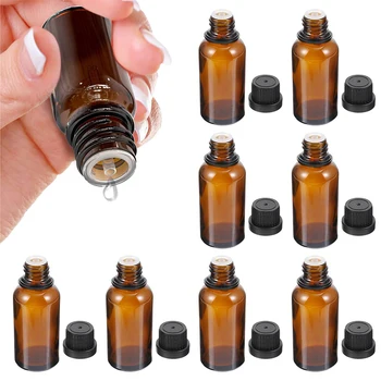 5ml-30 ml 6PCS ponovno napolniti Prazne Oranžna Stekla Eterična Olja Stekleničke Za Parfume Aromaterapija z Odprtino Reduktorjem Kapalko in Kape