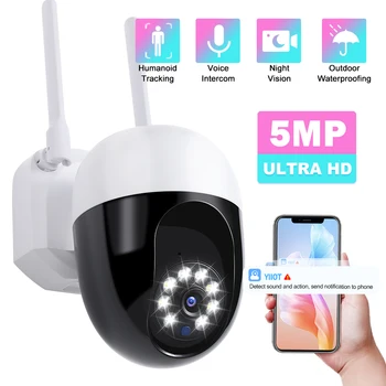 5MP 5G nadzorna Kamera IP Kamera HD AI ljudmi Prostem Nepremočljiva Night Vision Wifi Smart Barvno Security Monitor