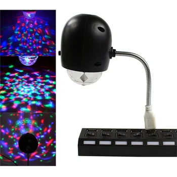 5X USB Disco Krogla Žarnica, Vrtenje RGB Barvne LED Razsvetljavo Stranka Bučke Z 3W Knjiga Svetlobe, USB Napajanje (Black)