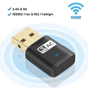 600Mbps WiFi USB Adapter 802.11 ac Brezžično Omrežje Ključem, z Dvojno Pasu 2,4 GHz (150Mbps) /5GHz (433Mbps)