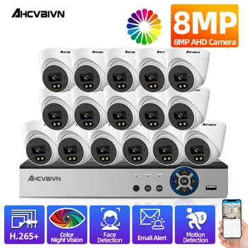 8MP 6 in1 Analognih CCTV DVR 4K 16Channel Obraza Zaznavanje Gibanja Barvno Night Vision Dome Kamera za Video Nadzor Sistema Set