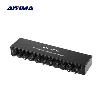 AIYIMA Stereo Slušalke Ojačevalnik Multi-kanalni Avdio Distributer Neodvisni Nadzor NJM4556A DC12-24V 1 Vhod 10 Rezultatov