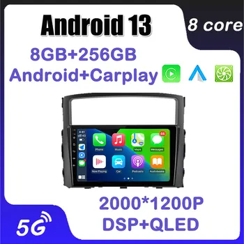 Android 13 avtoradio, Predvajalnik Za Mitsubishi Pajero 4 V80 V90 2006-2014 QLED DSP IP Navigacija Brezžični Carplay