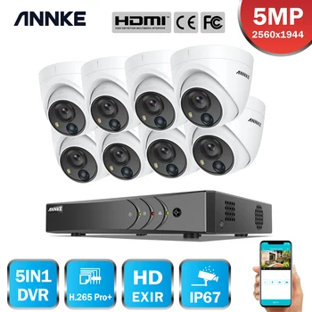 ANNKE 8CH 5MP Video Varnostni Sistem 5MP Lite H. 265+ DVR Snemalnik Z 5MP Vremensko nadzorna Kamera na Prostem PIR Odkrivanje
