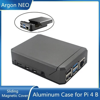 Argon NEO Primeru za Raspberry Pi 4 Aluminij Metal Lupini Drsna Magnetni Pokrov Pasivno Hlajenje Silicij hladilnega telesa za RPi Model 4B