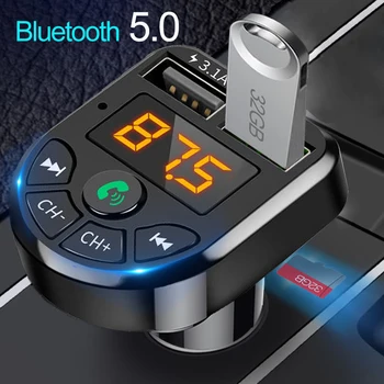 Avto Bluetooth 5.0 FM Oddajnik Komplet MP3 Modulacije Predvajalnik, Brezžični Hands-free Audio Sprejemnik Dvojni USB Hitro Polnilnik 3.1