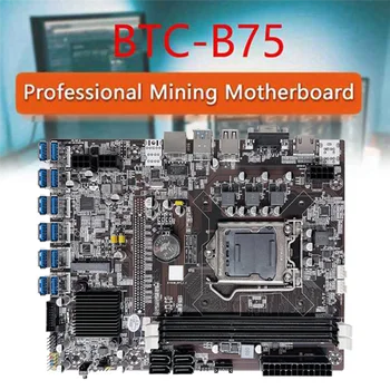 B75 BTC Rudarstvo Matično ploščo 12 PCIE Na USB LGA1155 2XDDR3 4GB 1333 RAM+RandomCPU+SATA Kabel B75 ETH Rudar Rudarstvo
