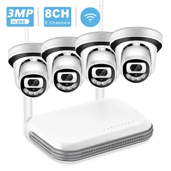 BESDER 3MP HD Audio WiFi Kamera 8CH Mini NVR CCTV Varnostni Komplet IR Nočno Vizijo Zaznavanje Obraza Brezžični Video nadzorni Sistem