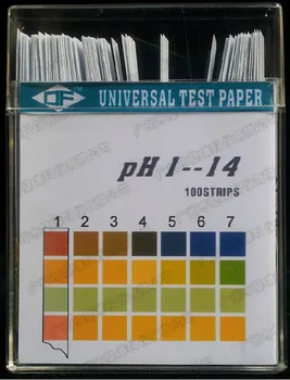Brezplačna Dostava Alkalni pH Test papir, Trakovi Kazalnik Lakmusov Kit Testiranje za telo ravni Urina & Sline PH1-14 (100 kozarcev/Paket)