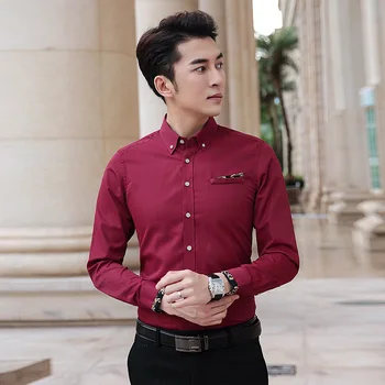 Britanski Stil, Gospod Poslovanje Priložnostne Srajco za Moške korejski Slim Fit Dolgo Sleeved Majico Ulične Socialna Stranka Jopičem Bluzo