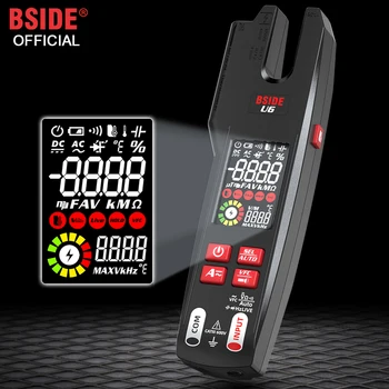 BSIDE U6 Digitalni Objemka Meter Vilice Strokovno 600A Ampermeter Klešče T-RMS DC AC Trenutno OpenJaw Električne Tester Samodejno Multimeter