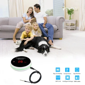 Daljinsko Spremljanje Tempruture Tuya Smart WIFI Termometer Hands-free Glasovni Nadzor USB Charge ali ionskih Baterij za polnjenje