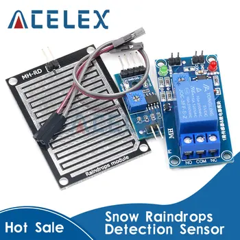 Dež senzor vode modul + 5 v DC 12 Rele za Nadzor Modul za Dež Senzor za Vodo dežne kaplje Odkrivanje Modul za Arduino robot komplet