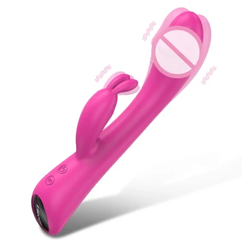 Dildos 2 V 1 Rabbit Vibrator za Ženske G Spot Klitoris Stimulator Vagina Massager Ženski Masturbator Sex Igrače za Odrasle 18