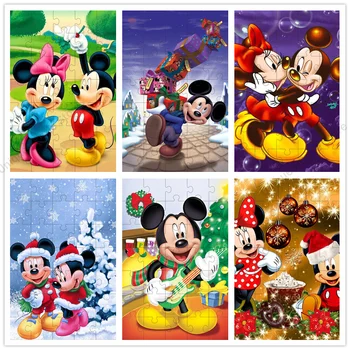 Disney Anime Mickey Miške Minnie Sestavljanke 35/300/500/1000 Kos Sestavljanke za Otroke, Izobraževalne Igrače, Diy Montaža Darilo