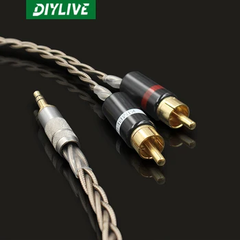DIYLIVE Hi-Fi 3,5 mm za 2RCA Vročina Glasbe Traku Odin 3.5-vrt / MIN Dvojno Lotus Eno Minuto, Dve Signalni Kabel Audio Line