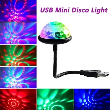 Dj Razsvetljava Zvok Stranka Auto USB Mini Disco Krogla Luči RGB Multi Color Avto Vzdušje Sobi Okraski Lučka Stroboskopske Luči