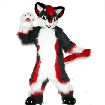 Dolgo Krzno Husky Fox Pes Maskota Kostum Fursuit Cosplay Stranka Igre Živali Pustna Oglaševanje Halloween Parade