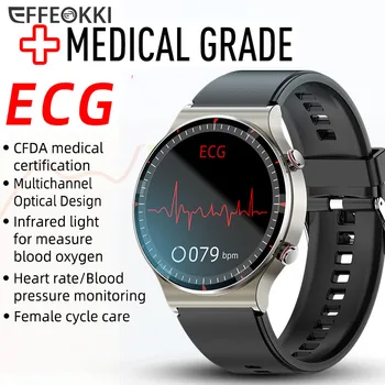EFFEOKKI EKG PPG Smartwatch Moških Pametno Gledati PPG Krvni Tlak Krog Ženski Menstrualni Cikel Medicinske 24H Srčni utrip Spanja Monitor